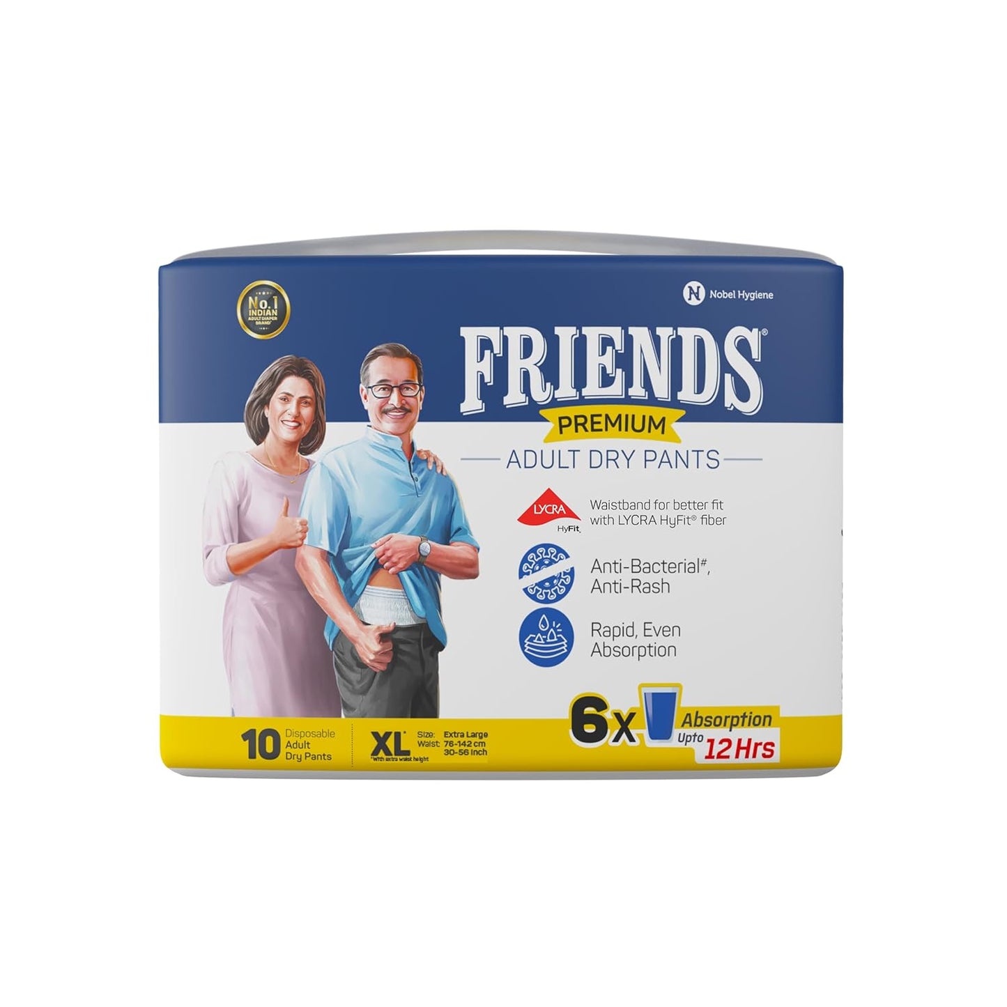 Friends Premium Adult Diapers Pant Style - 10 Count -XL