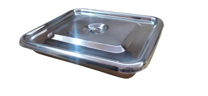 Stainless Steel Instrument Tray 15" x 12" Inches with Flat Cover and Lid Handles