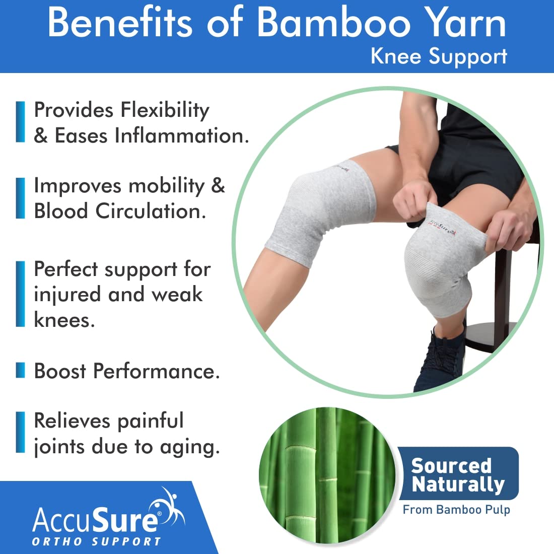 AccuSure  Bamboo Yarn Knee Support Cap  K13