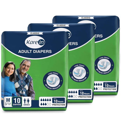 KareIn Classic Adult Diapers, Medium, Waist Size 76-114 Cm (30"-45")