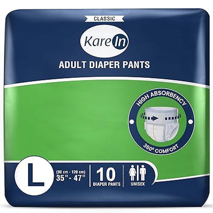 KareIn Classic Adult Diaper Pants, Large 90-120 Cm (35"- 47")