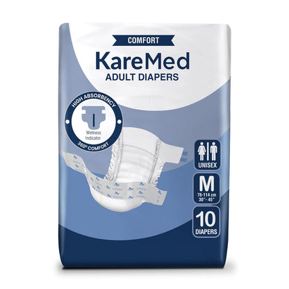 KareMed Comfort Adult Diapers, Medium, Waist Size 76-114 Cm (30"-45")