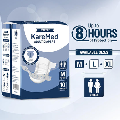 KareMed Comfort Adult Diapers, Medium, Waist Size 76-114 Cm (30"-45")