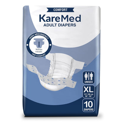 KareMed Comfort Adult Diapers, Extra Large, Waist Size 127-165 Cm (50"-65")