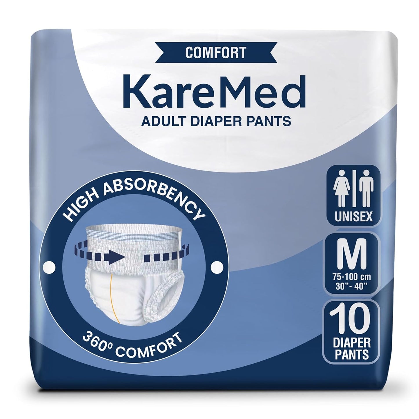 KareMed Comfort Adult Diaper Pants, Medium 75-100 Cm (30"- 40")