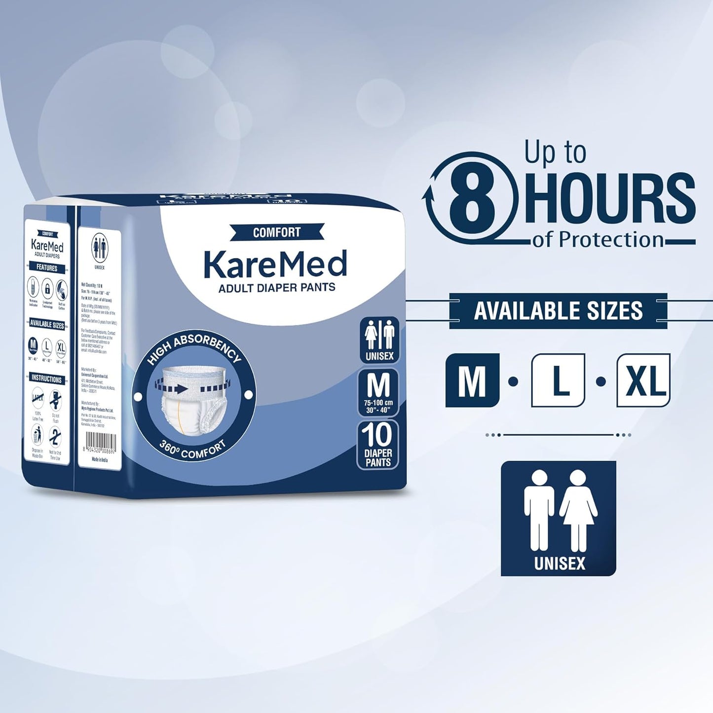 KareMed Comfort Adult Diaper Pants, Medium 75-100 Cm (30"- 40")