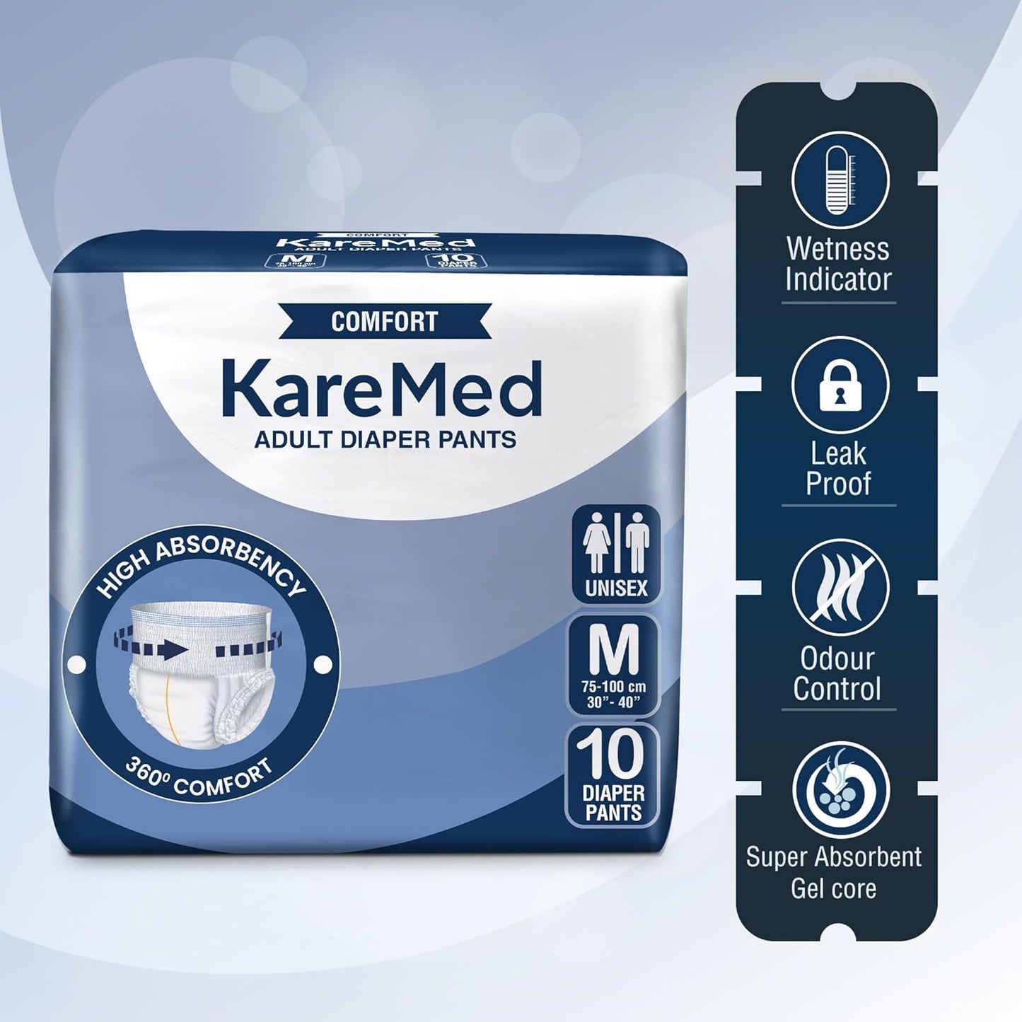 KareMed Comfort Adult Diaper Pants, Medium 75-100 Cm (30"- 40")