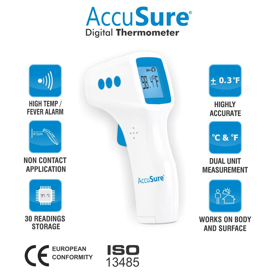 AccuSure Non-Contact Digital Infrared Forehead Thermometer