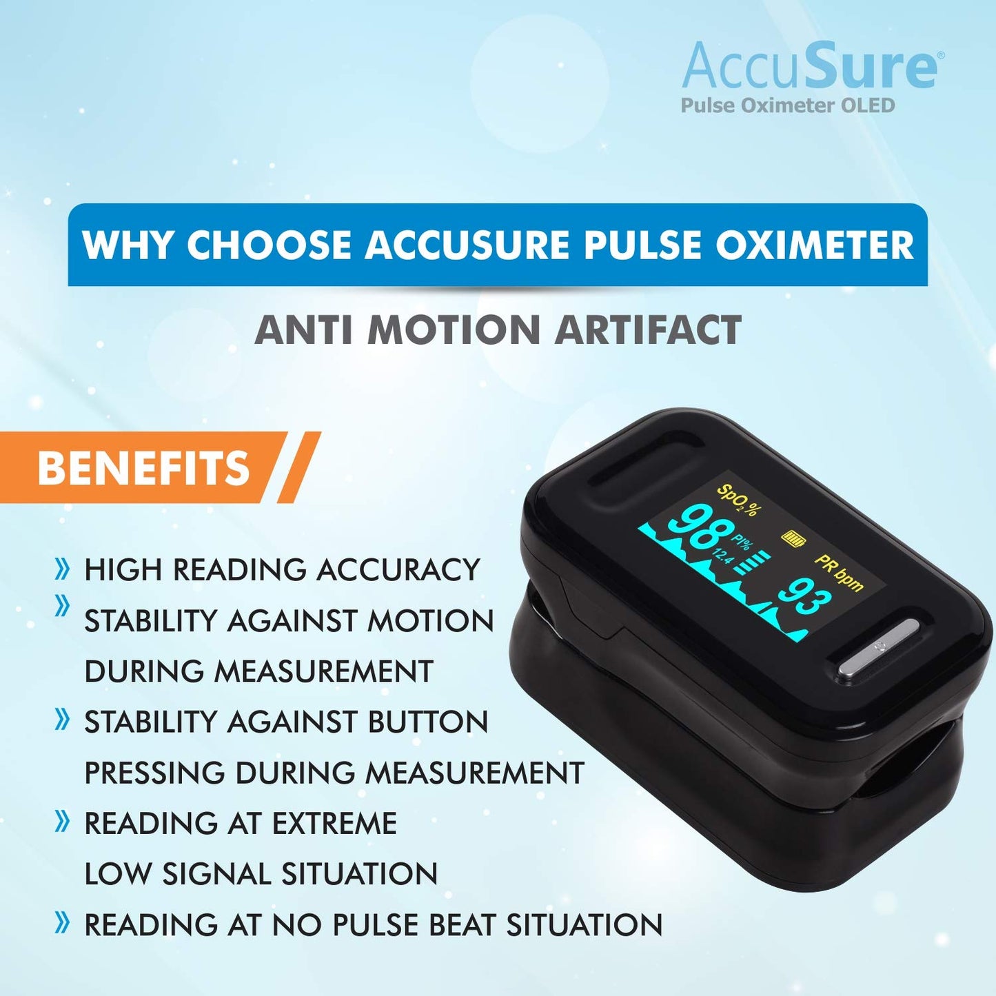 AccuSure Fingertip pulse oximeter