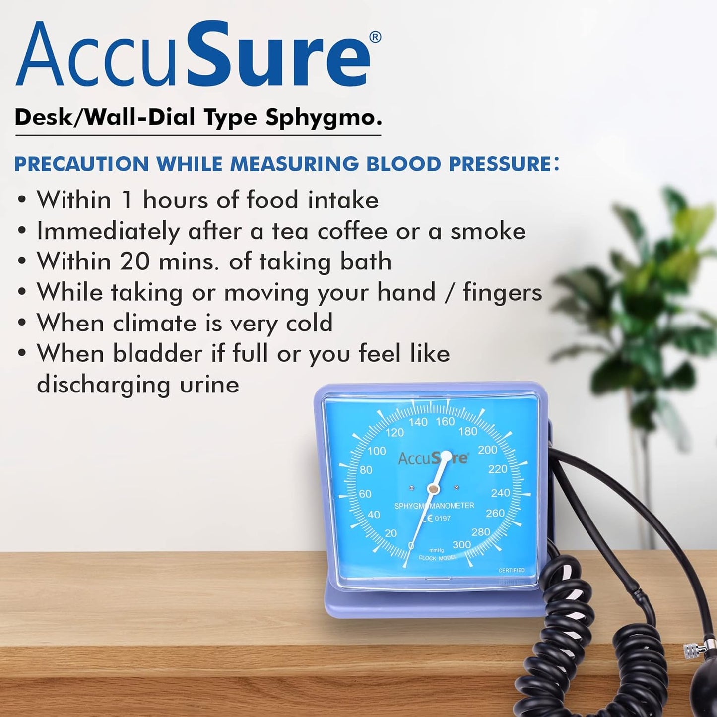 AccuSure Aneroid Sphygnomanometer Wall Type Blood Pressure Monitor (BK-200)