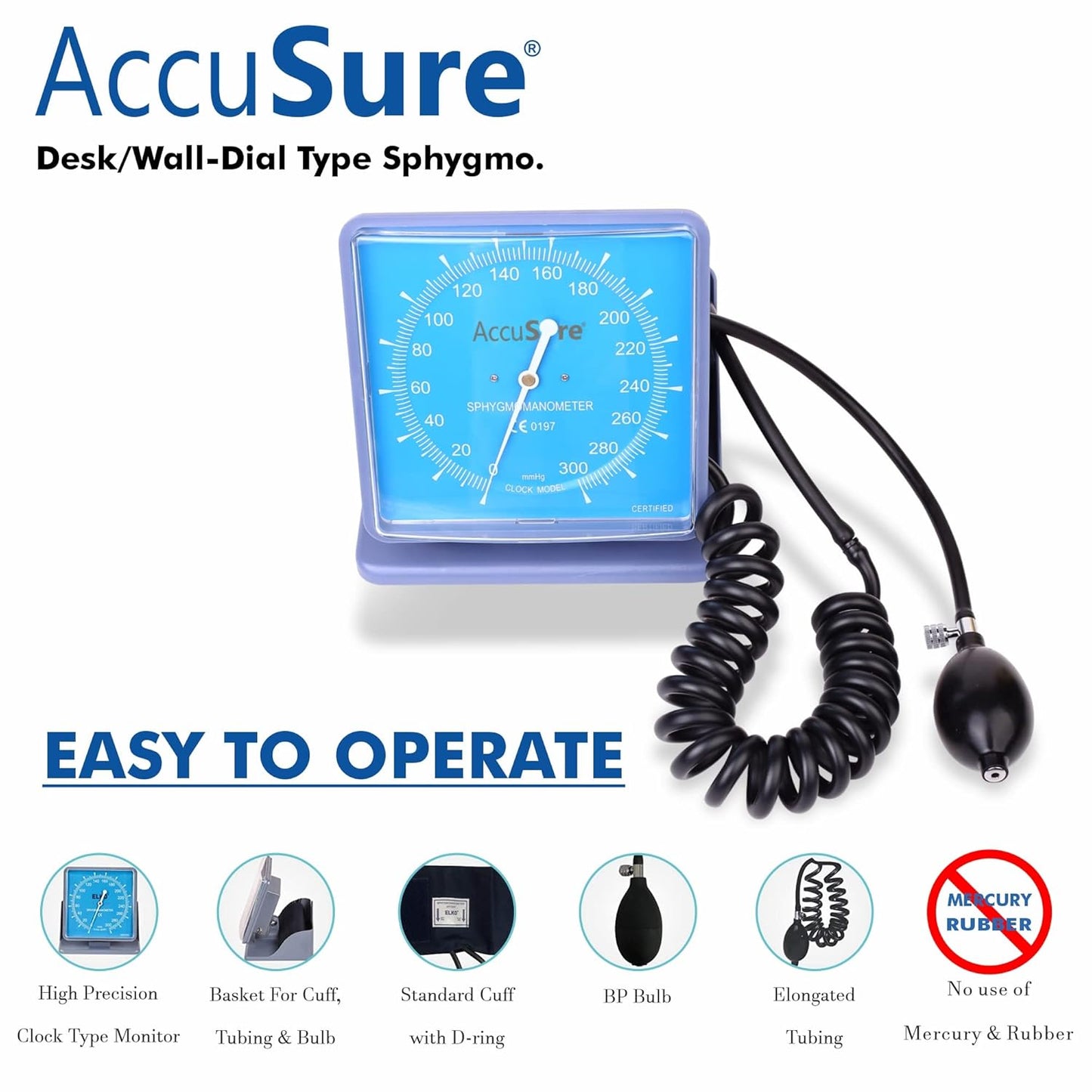 AccuSure Aneroid Sphygnomanometer Wall Type Blood Pressure Monitor (BK-200)