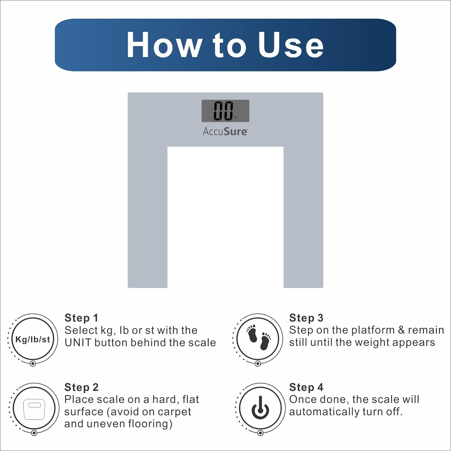 Accusure Digital Bathroom Weighing Scale B-15